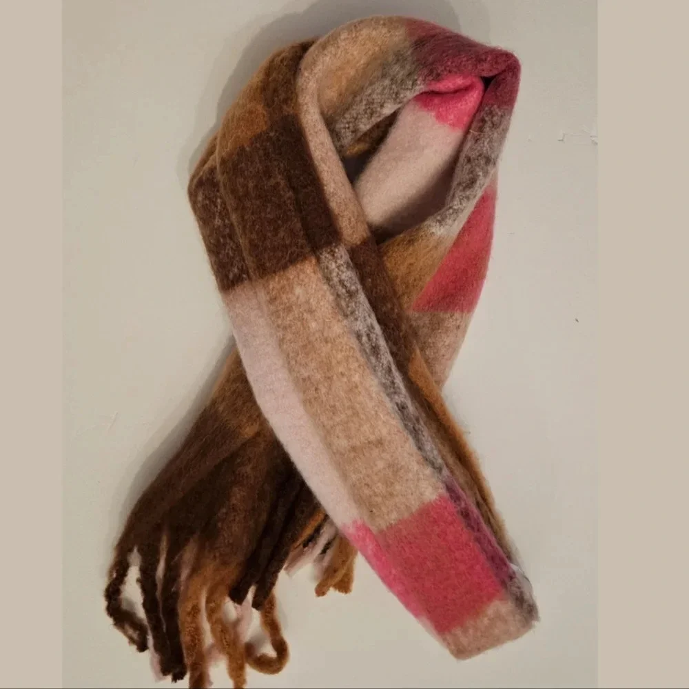 Marcus Adler Oversized Fluffy Plaid Scarf